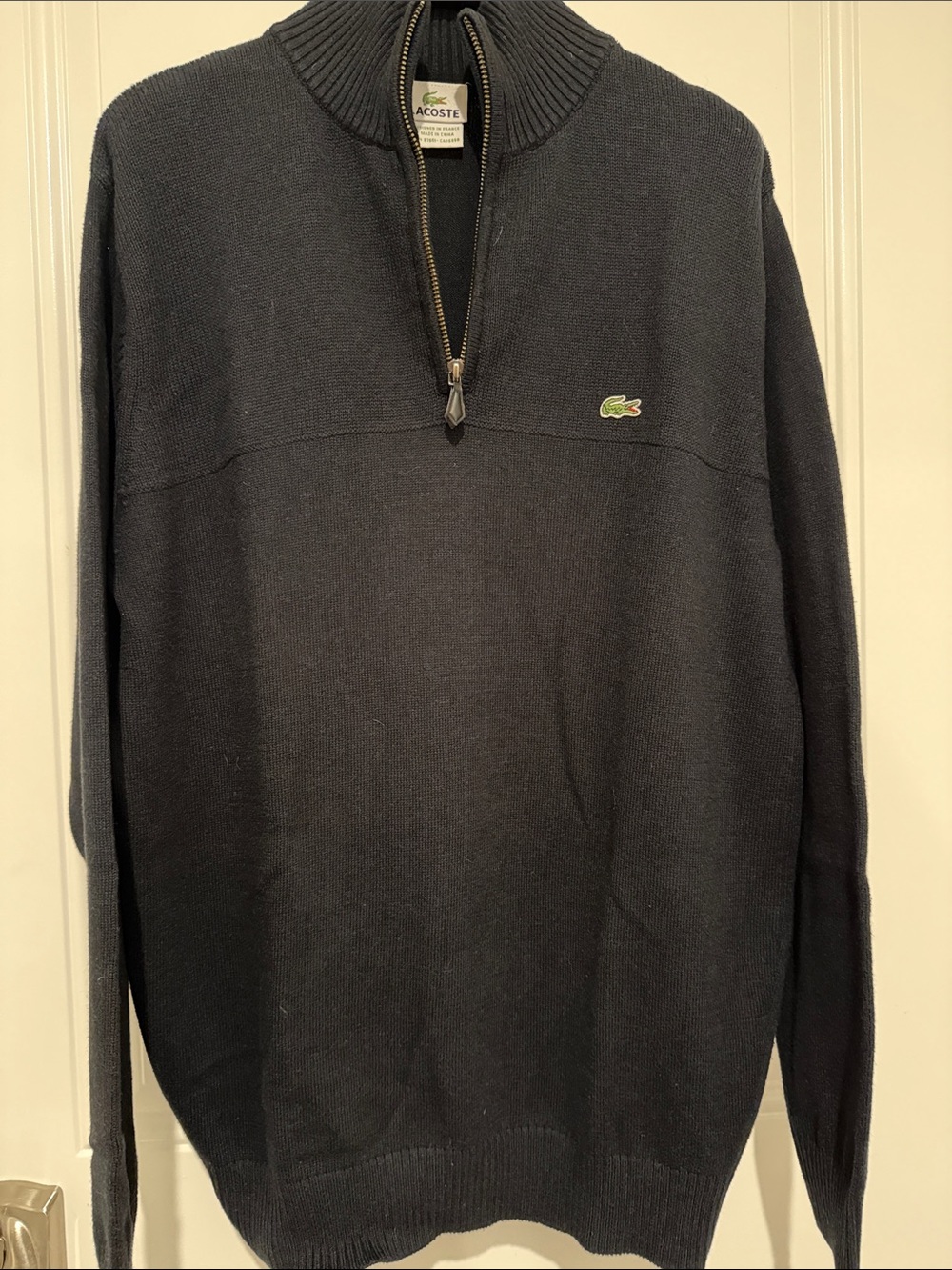 Lacoste Men's Black Quarter-Zip Knit Sweater